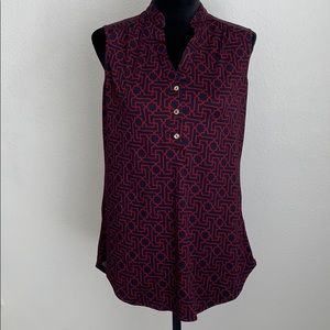 Navy and maroon sleeveless top